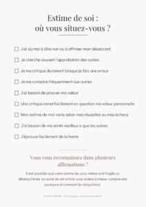 Auto-évaluation du manque d'estime de soi